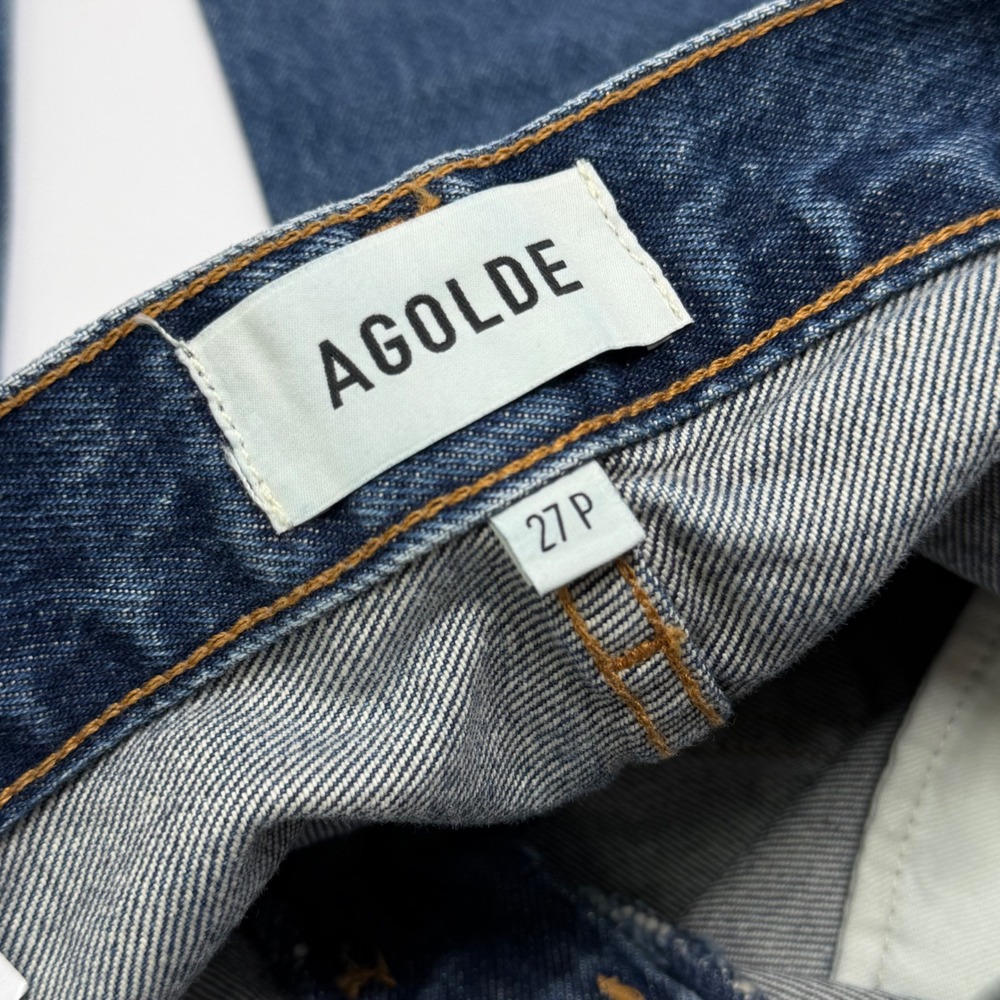 NWT AGOLDE Leena Jean Petite 27P Denim Baby Boot Cut 31" Raw Hem Anthropologie - Picture 6 of 14